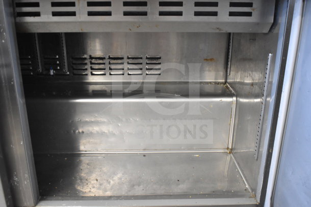 Avantco 178SSPT60MHC commercial sandwich salad prep table interior; stainless steel, used condition, 115V, 1 Phase.