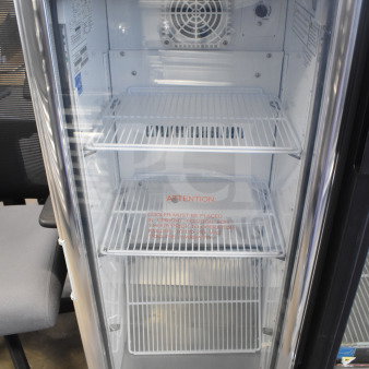 IDW G-4SI-N-2-3-4-B-5 single door cooler merchandiser, 110-120V, 1 phase, glass door, dual shelves, notice label inside.