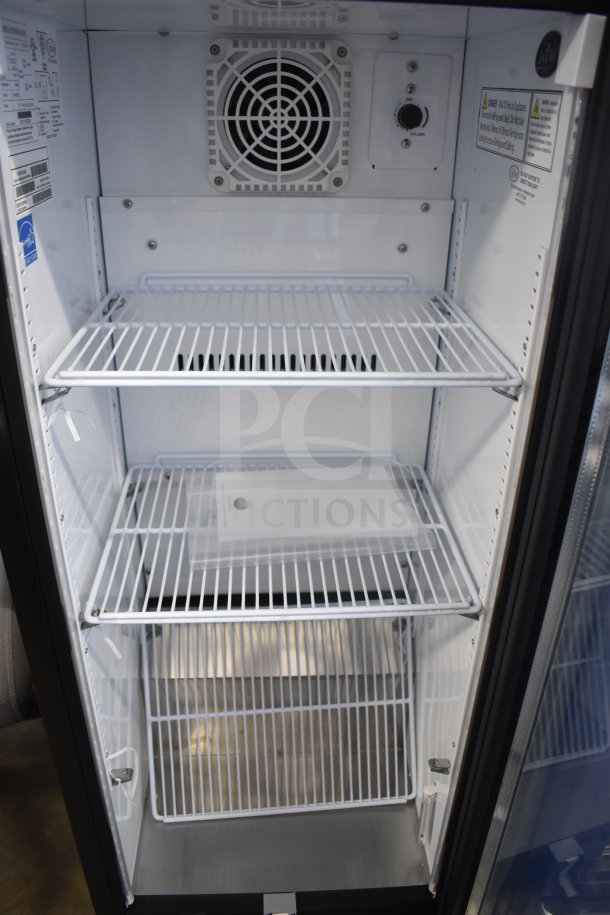 2025 IDW G-4SI-N-2-3-4-B-5 commercial single door reach-in cooler, interior view, shelving, labels visible.
