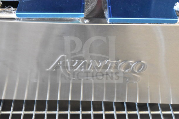 Avantco 177F102 dual tank electric fryer, 20 lb. capacity, with logo visible, brand new with minor scratches.