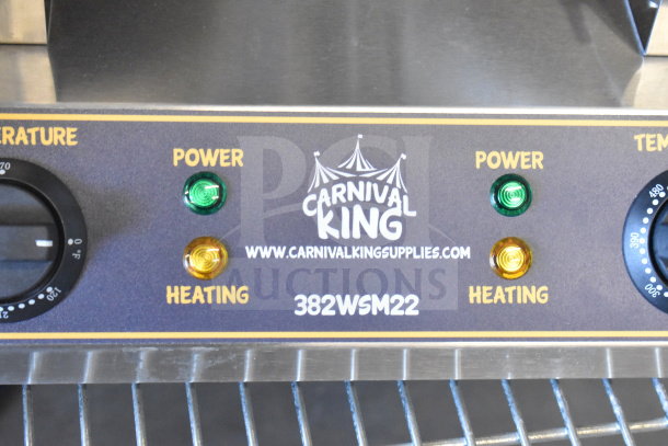 Carnival King 382WSM22 Double Waffle Maker, new scratch and dent condition, with timers, non-stick, 120V, 1 phase.