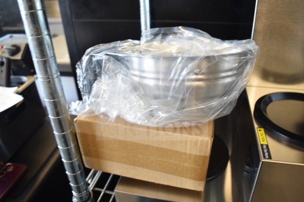 Brand new Avantco 177C30 Pourover Coffee Maker with 3 warmers, still in packaging. Minor scratches and dents visible. 120V, 1 Phase.