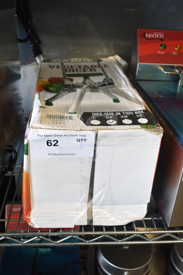 Brand new Garde 181DC14 heavy-duty vegetable dicer, 1/4" dice size, scratch and dent box condition, visible tags.