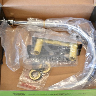 BRAND NEW Regency 600FD48G deck-mounted faucet with 4" centers, 8" swivel gooseneck spout, in original packaging.