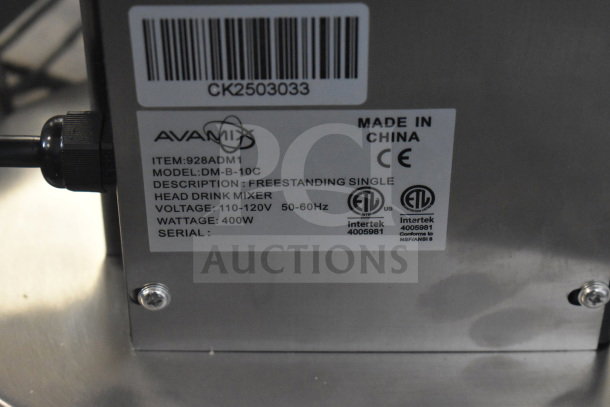 BRAND NEW AvaMix DM-B-10C ADM1 Freestanding Drink Mixer, 120V, 1 Phase, single spindle, scratch and dent condition.