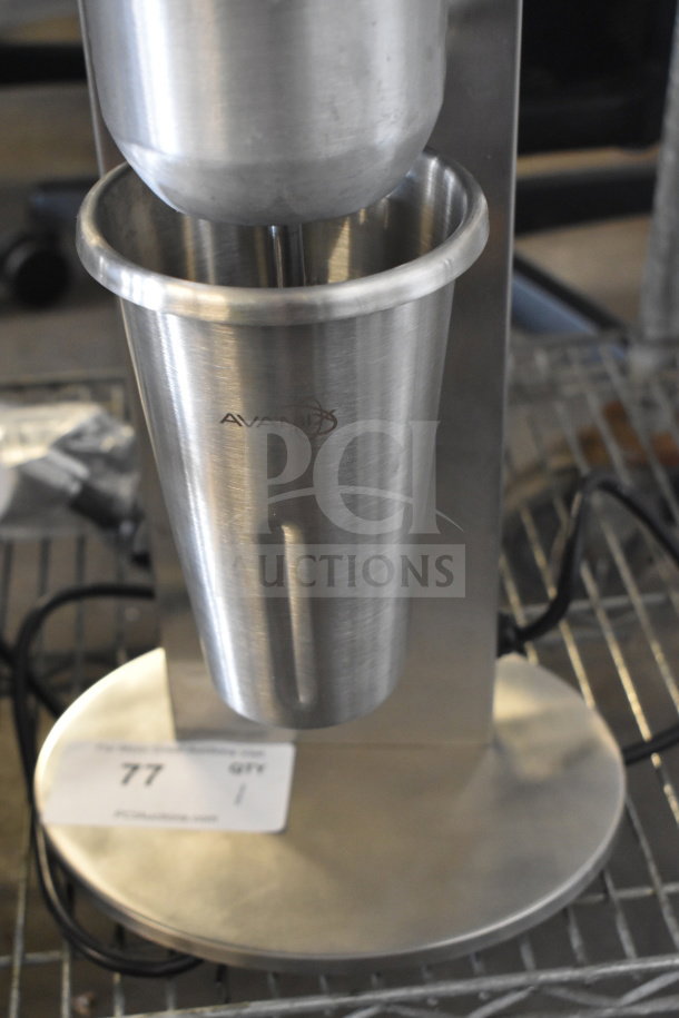 BRAND NEW SCRATCH AND DENT AvaMix DM-B-10C ADM1 freestanding drink mixer. Stainless steel, single spindle, 120V, visible small dents.