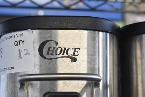 2 Choice ITD2-GS 2-gallon iced tea dispensers, brand new, slight scratches, stainless steel, label indicates x2 quantity.