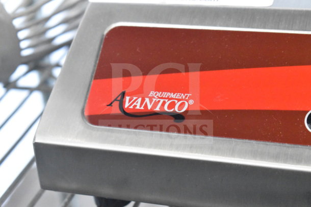 Brand new Avantco 177IC1800 countertop induction range with minor scratches, 120 volts, 1 phase. Red label visible.