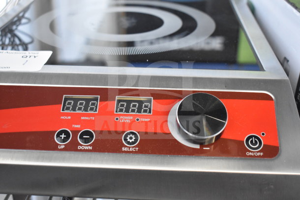 Brand new Avantco 177IC1800 induction range, 120 volts, scratch and dent condition, digital display, power and temperature controls.