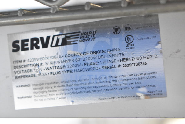 BRAND NEW SCRATCH AND DENT! ServIt 423SW60INHDBLA 60" Double Strip Warmer, dual infinite controls, 120V, 1 phase.