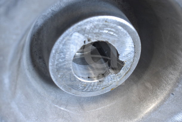 Brand new commercial dough hook attachment for mixer, scratch and dent, metal construction, close-up view.