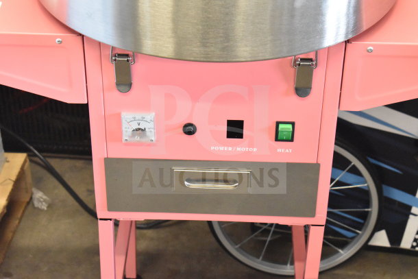 BRAND NEW 2025 Carnival King Cotton Candy Machine, Model 382CCM21CT. 21" stainless steel bowl, cart, 110V, 1 Phase.
