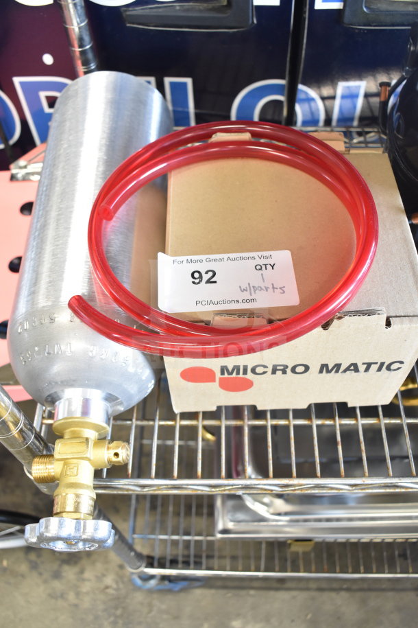 Brand new Tank with Micro Matic unit, scratch and dent condition. Includes red tubing and part labels. Buyer pickup required.