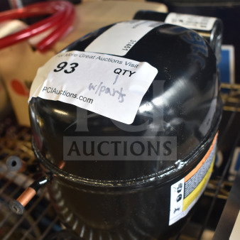 Brand new 2024 Avantco Ice 194C31451 compressor, minor scratches, compatible with EUC-F-160-A and EUC-H-160-A. Labels visible.