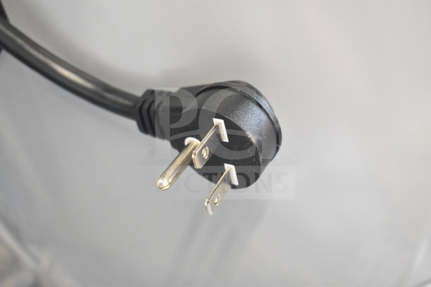 Close-up of an Avantco electric rice cooker power plug, showing connector pins for 240 volts, scratch and dent condition.