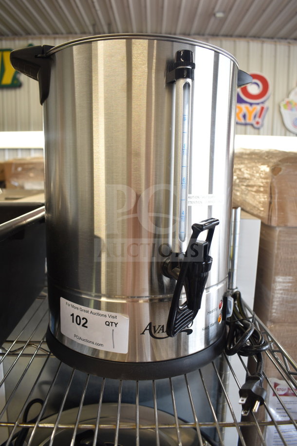 Avantco 177CU65ETL 65 Cup Stainless Steel Coffee Urn, brand new with slight scratches, double wall, 120V, on wire shelf.