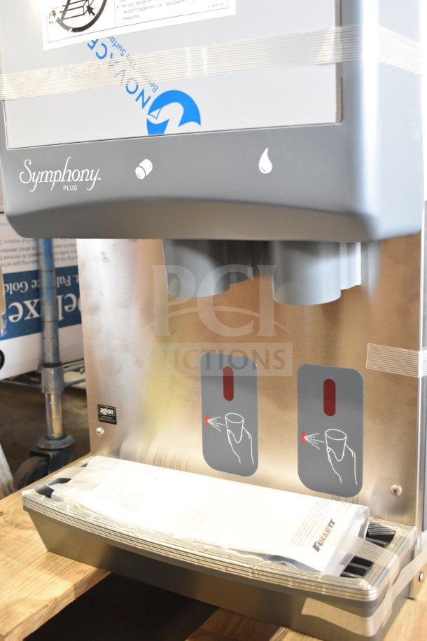 Brand new Follett Symphony Plus 12CI414A-S ice maker and water dispenser, air-cooled, 425 lb. capacity, SensorSAFE technology.