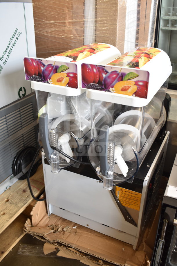 BRAND NEW XRJ15LX2 Commercial 2 Hopper Slushie Machine, 110V, 1 Phase, slight cosmetic flaws.