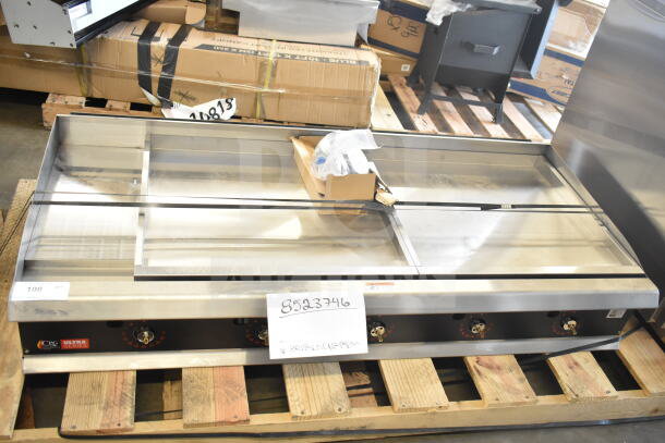 Brand new 2025 Cooking Performance Group GTU-CPG-60-N Ultra Series 60" chrome natural gas 5-burner griddle, 150,000 BTU.