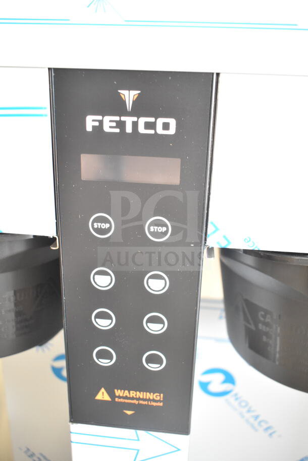 BRAND NEW 2025 Fetco CBS-1252 Plus Series Twin Automatic Digital Coffee Brewer, 208/240V, Scratch and Dent, Black console.