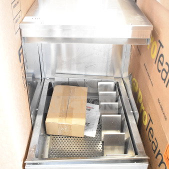 Brand new ServIt 423FFDS17 17" stainless steel fry dump station, 120V, 1 phase, minor scratches, boxed accessories.