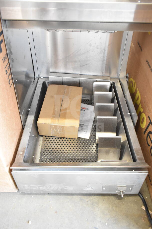 Brand new ServIt 423FFDS17 17" stainless steel fry dump station, 120V, 1-phase, scratch and dent, in original packaging.