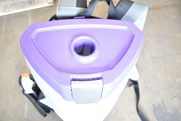 Brand new ProTeam GoFit® 6 Qt. Backpack Vacuum, purple top, minor scratches, includes 100727 Restaurant Tool Kit.