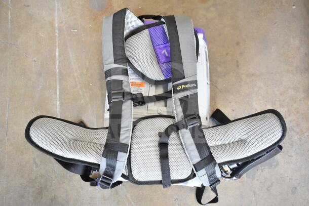 Brand new ProTeam 1076630 GoFit 6 Qt. backpack vacuum, includes Restaurant Tool Kit. Minor scratches, adjustable straps.