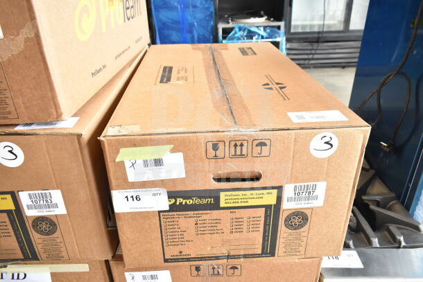 Brand new ProTeam GoFit® 6 Cordless Backpack Vacuum in box, model 107787, 6 Qt, includes 107098 Xover Wand Kit.