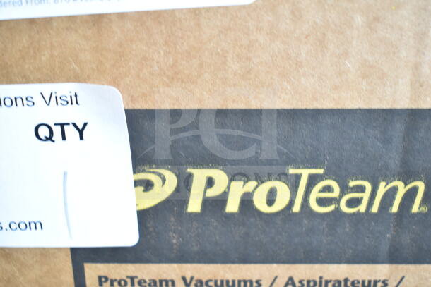 BRAND NEW SCRATCH AND DENT ProTeam GoFit® 6 Qt. Cordless Backpack Vacuum, visible ProTeam logo on packaging, includes wand kit.
