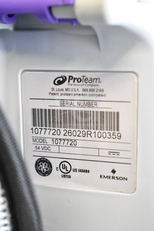 BRAND NEW ProTeam GoFit 6 Backpack Vacuum, 8.0 Ah, 6 Qt, includes 107098 Xover Multi-Surface Wand Kit. Model 1077720 label shown.