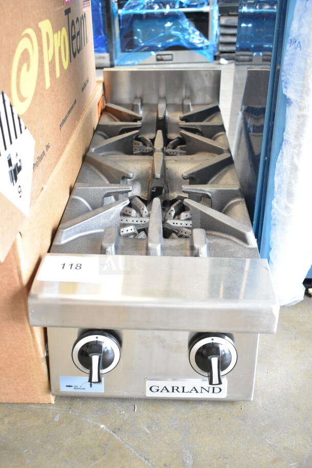 Brand new Garland GTOG12-2 2 burner countertop range, 60,000 BTU, liquid propane, scratch and dent condition.
