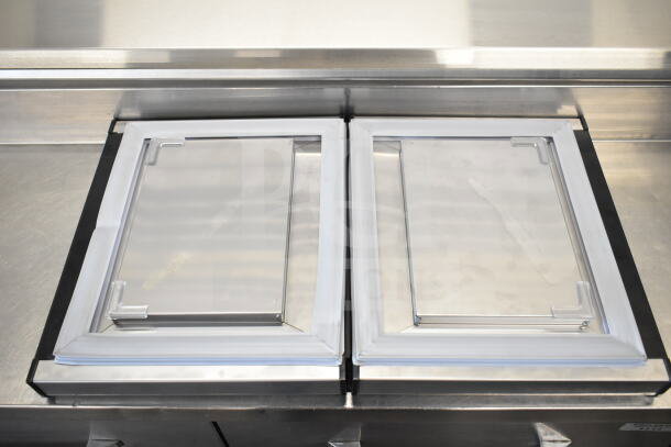 Avantco 360ICF4 ice cream storage freezer, brand new with minor scratches, dual lid, stainless steel.