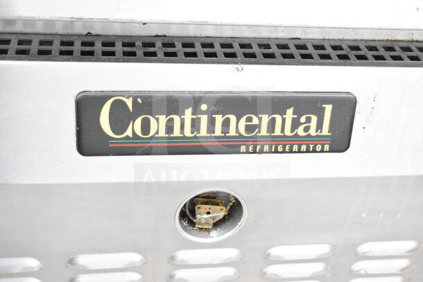 Continental Commercial 2 Drawer Chef Base, on casters, 115 volts, 1 phase, features brand logo and vent details.