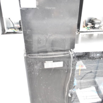 Two mini coolers, brands Hisense and Galanz, black, 120 volts, 1 phase. Scratches visible; labels partially shown.