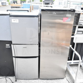 3 appliances: stainless Frigidaire freezer, Galanz mini cooler, Hisense mini cooler. 115 volts, 1 phase. Auction lot.