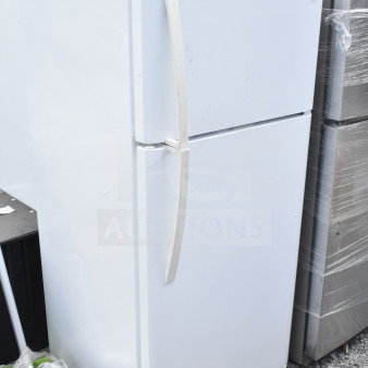 Kenmore Reach In Cooler with Freezer, 115 Volts, 1 Phase, white exterior, good condition. Serial label visible.