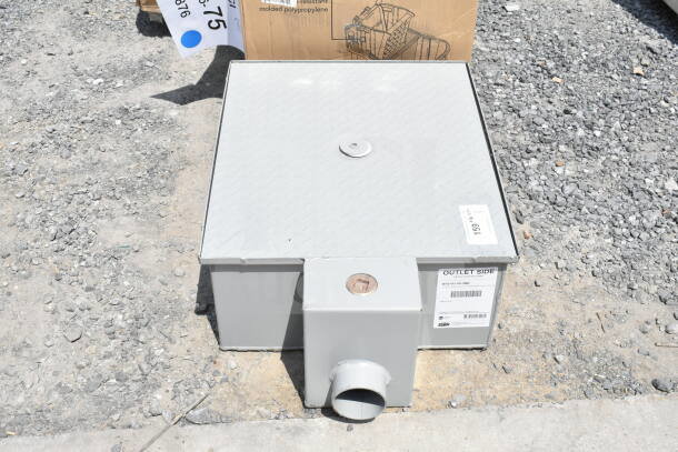 Brand new Zurn Elkay GT2701-20-3NH 40 lb. 20 GPM grease trap, low-profile, 3" no-hub connections, minor cosmetic marks.