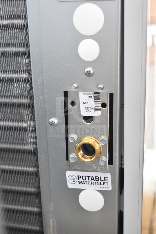 BRAND NEW Scotsman MC0322MAX-1A ice machine, shows potable water inlet, NSF label, air-cooled, 362 lb capacity, 115V.