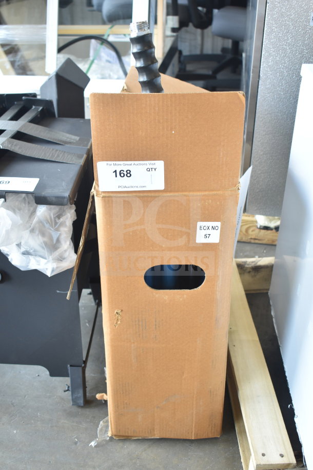 Regency hose reel in box with 30' x 3/4" hose, black powder-coated steel, model 600HRPC3430, scratch and dent condition.