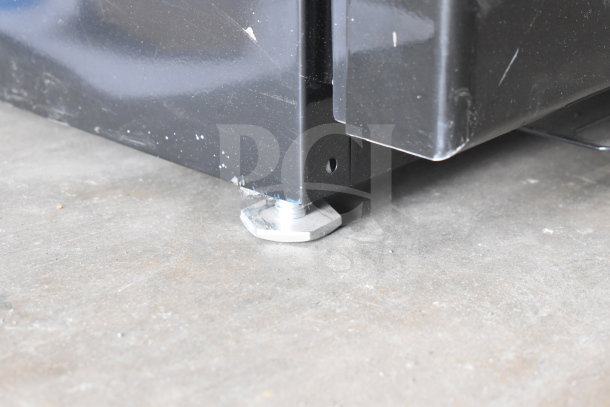 IDW G-4.35SS-N234B Mini Cooler Merchandiser, visible adjustable foot. Black finish, minor scratches. 110-120V, 1 Phase.