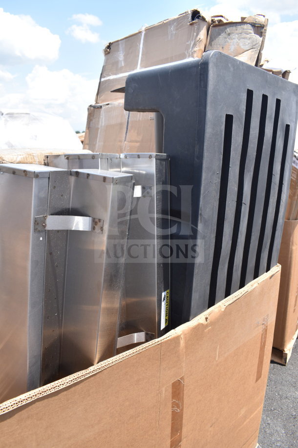 11 new scratch and dent items, including a dish table and dunnage rack, partially visible in shipping boxes.