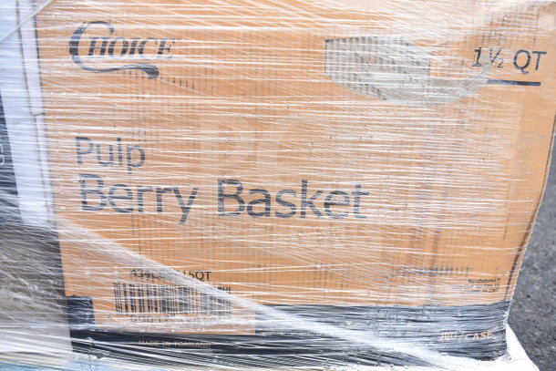 Brown box containing Choice 1.5 QT Pulp Berry Baskets, shrink-wrapped, marked "Made in Thailand," new condition.
