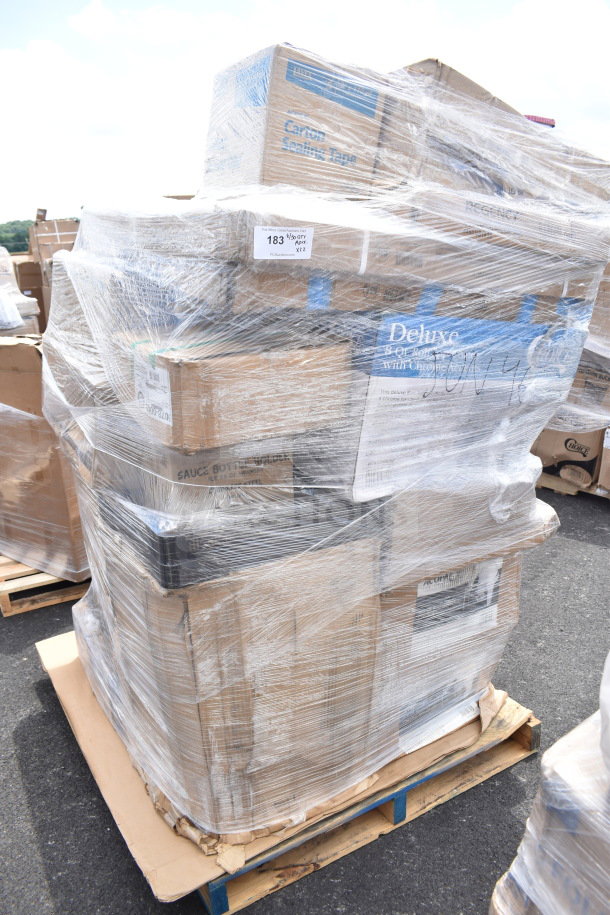 Pallet of 22 brand new scratch and dent items, boxed and wrapped. Includes knives, spoons, pitcher, plates.