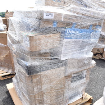 Pallet of 22 brand new scratch and dent items, boxed and wrapped. Includes knives, spoons, pitcher, plates.