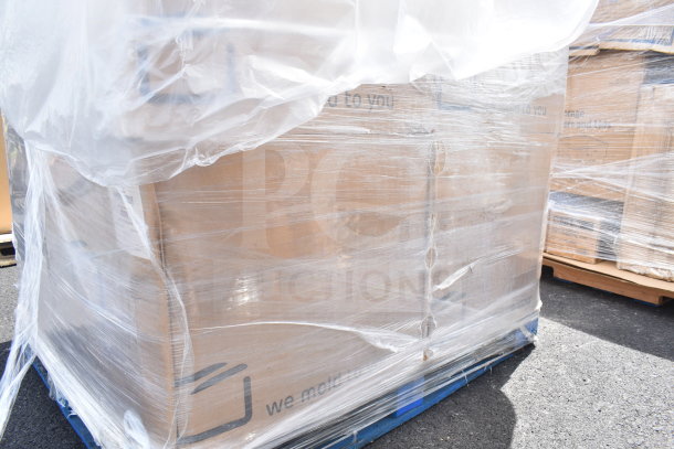 12 boxes of 32-120-WPP 32 oz white jars, brand new, wrapped on a pallet, some scratch and dent.