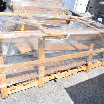 Brand new Regency 600ST3096L 30" x 96" stainless steel work table with left sink, in scratch and dent condition, on pallet.