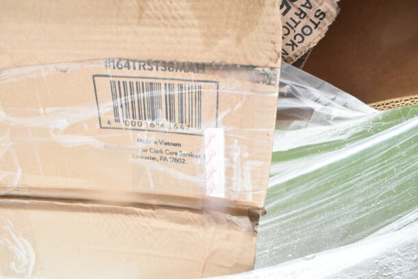 Cardboard box labeled "Made in Vietnam," showing barcode and manufacturer info for Clark Core Services, Lancaster, PA. Encased in plastic wrap.