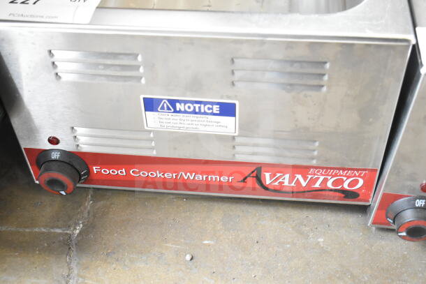 Avantco 177W50CKR full-size food warmer, 12"x20", 120V, brand new, scratch and dent, features control knobs, notice label.