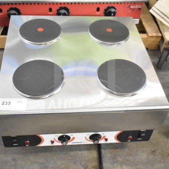 Brand new Nemco 6311-4-240 electric countertop hot plate with 4 solid burners, 240 volts, 1 phase, minor scratches.